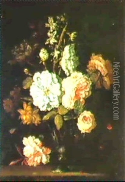 Fleurs Oil Painting - Jean-Baptiste Monnoyer
