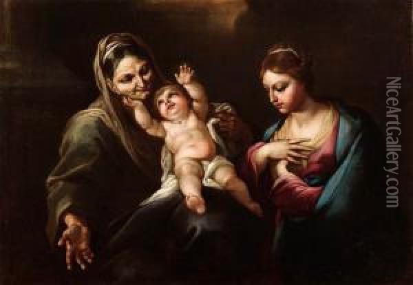Madonna Col Bambino E Sant'anna Oil Painting - Giacomo Fardella