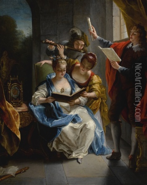 A Quartet In Concert Oil Painting - Jean Raoux
