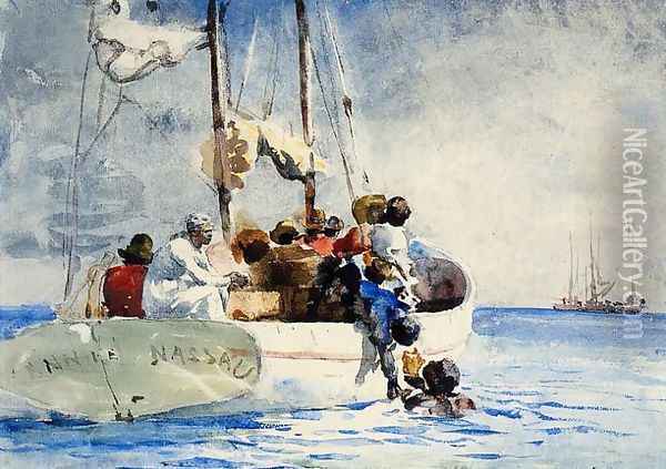 Sponge Fishing Oil Painting - Winslow Homer