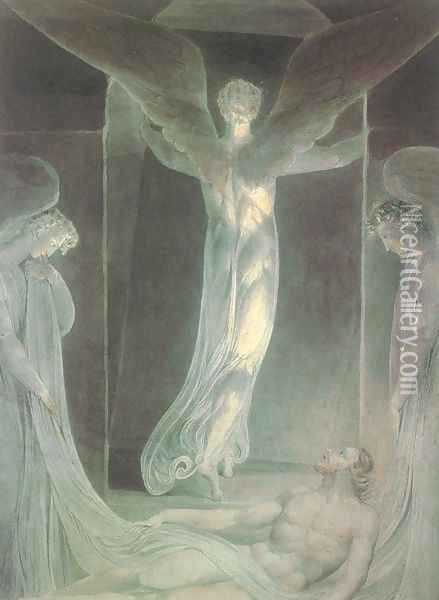 Angels Rolling Away the Stone from the Sepulchre Oil Painting - William Blake