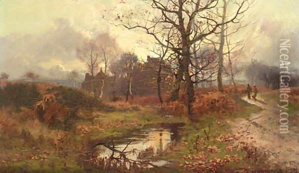 A Country Track In Autumn Oil Painting - William Manners