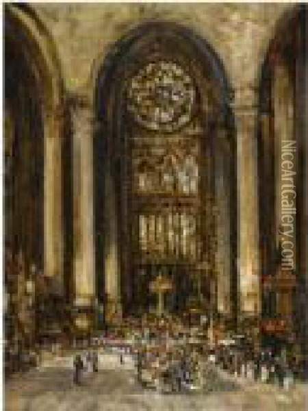 Cathedral Interior Oil Painting - James Kay