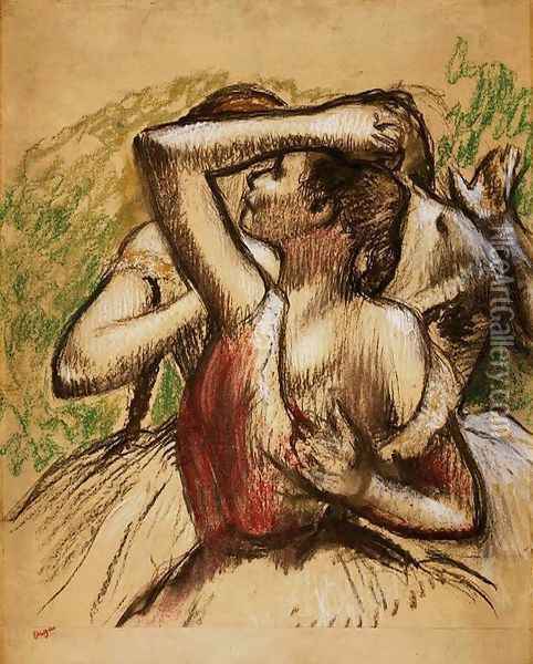 Two Ballet Dancers Oil Painting - Edgar Degas