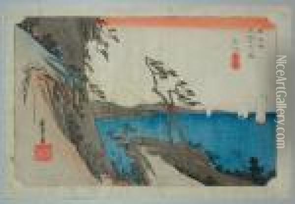Serie Du Grand Tokaido, Station 17 Oil Painting - Utagawa or Ando Hiroshige