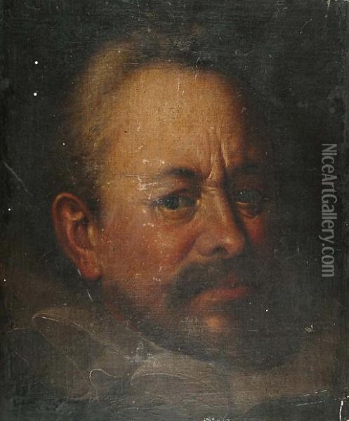 The Head Of A Bearded Gentleman Wearing A White Ruff Oil Painting - Jan Anthonisz Van Ravesteyn