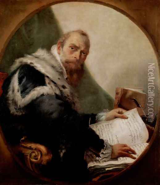 Portrait of Antonio Riccobono, Fragment Oil Painting - Giovanni Battista Tiepolo