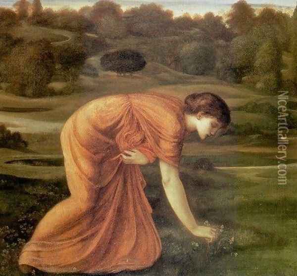 The March Marigold Oil Painting - Sir Edward Coley Burne-Jones