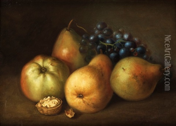 Stilleben Med Applen, Paron, Druvor Och Valnot Oil Painting - Johannes Bouman