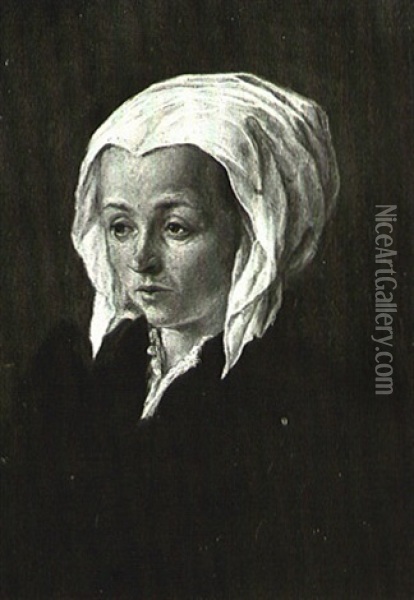 Portrait Of A Lady In A White Bonnet Oil Painting - Frans van Mieris the Elder