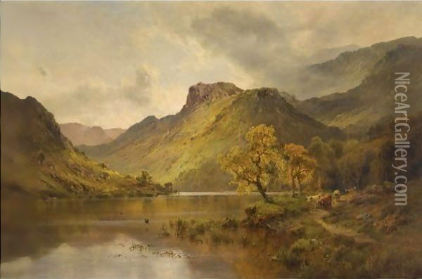 The Gwynant Valley, North Wales Oil Painting - Alfred de Breanski