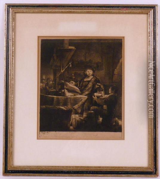 Man In His Study Oil Painting - Rembrandt Van Rijn