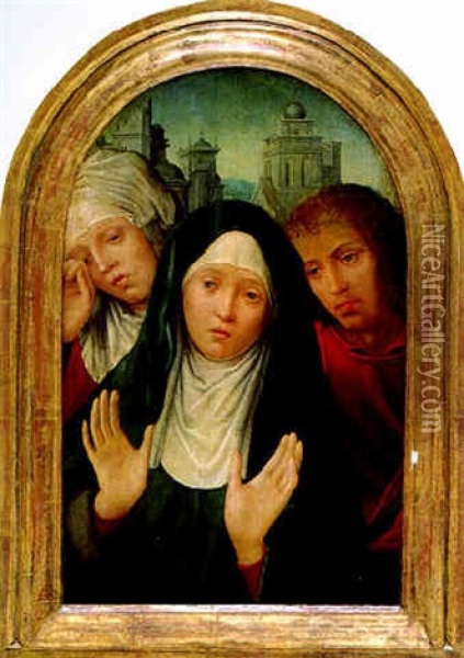 Beweinung Christi, Maria In Der Mitte Wird Flankiert Von Johannes Und Magdalena Oil Painting - Quentin Massys the Elder