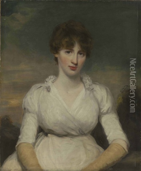 Portrait Of Mrs. Louisa Lushington, Nee Faulkner Phillips (1780-1819), Half-length Oil Painting - Sir John Hoppner