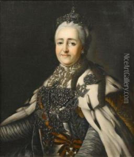  Portrait De Catherine Ii  Oil Painting - Alexander Roslin