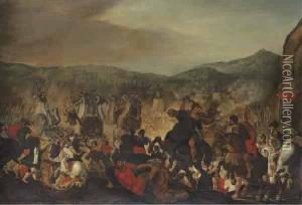 Scipio Fighting At The Battle Of Zama Oil Painting - Otto van Veen