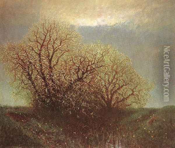 Blossoming Trees c. 1900 Oil Painting - Laszlo Mednyanszky