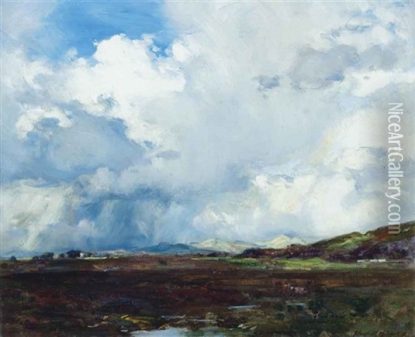 A Windswept Moor Oil Painting - John Campbell Mitchell
