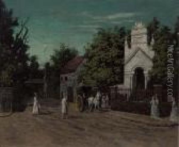The Entrance To Cremorne Gardens, Chelsea Oil Painting - Walter Greaves