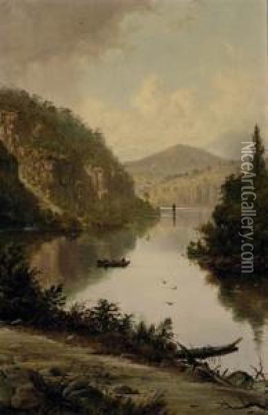 Cliffs, River Derwent Oil Painting - H. Forrest