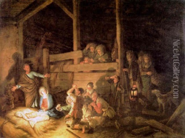 Anbetung Der Hirten Oil Painting - Christian Wilhelm Ernst Dietrich