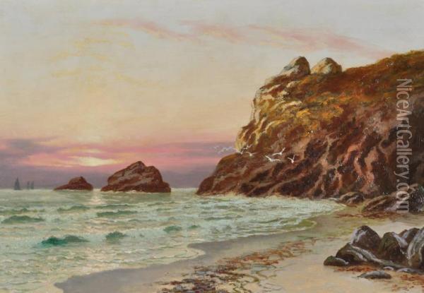Shore Scene Oil Painting - C. Myron Clark