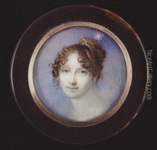 Miss Maria Foote, Her Hair Upswept And In Falling Ringlets, A Twinkling Star Above Her Head Oil Painting - Richard Cosway