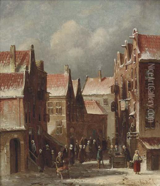 A Dutch Street Scene Oil Painting - Pieter Gerard Vertin