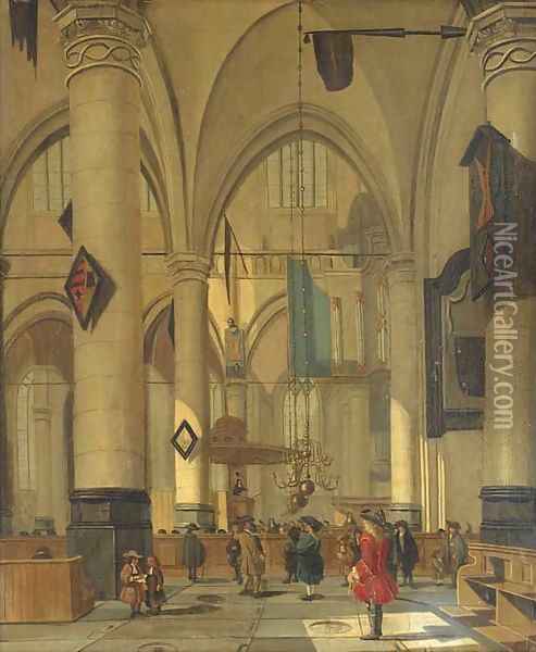 The interior of a Dutch church Oil Painting - Isaak Nickelen