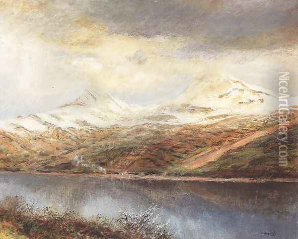 Mountain Landscape with Lake Oil Painting - Laszlo Mednyanszky