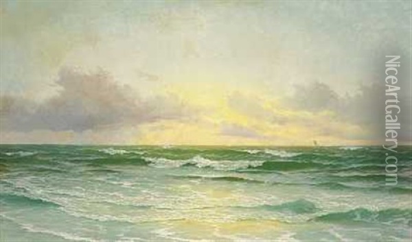 Sollys Over Havet Oil Painting - David James
