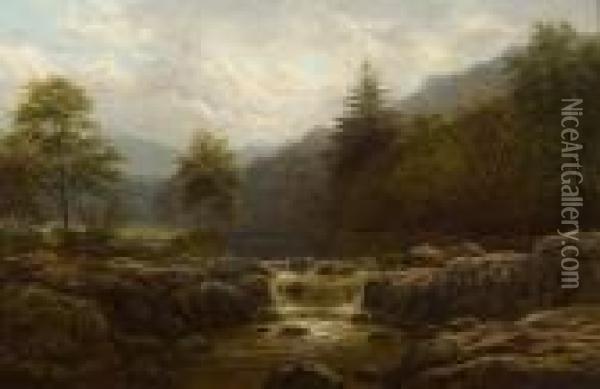 On The Llugwy Oil Painting - Alfred Augustus Glendening