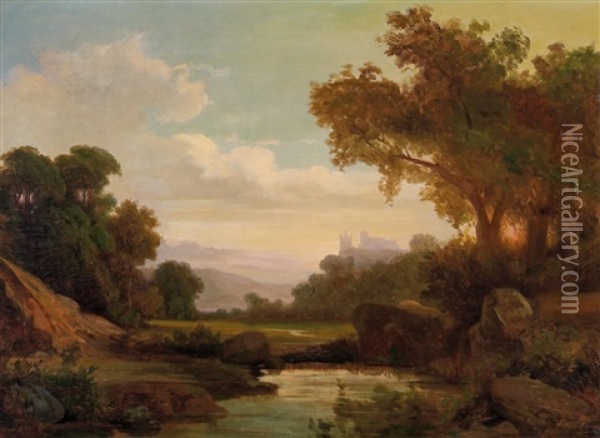 Rheinsche Landschaft Oil Painting - Clemens Bewer
