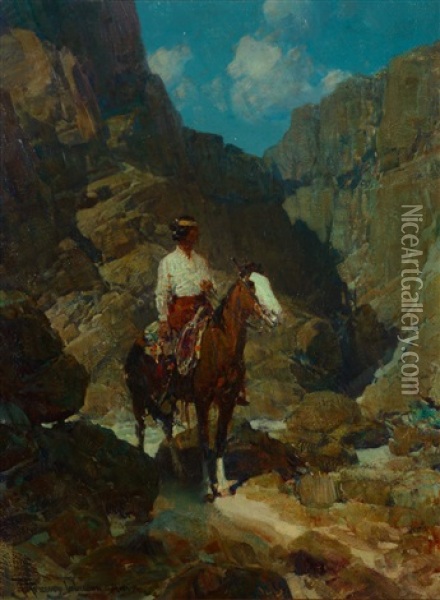 Navajo Scout Oil Painting - Frank Tenney Johnson