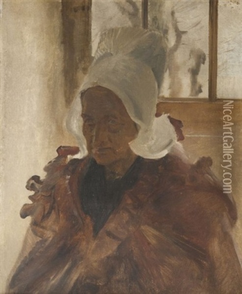 Portrait De Normande A La Coiffe Oil Painting - Edouard Joseph Dantan