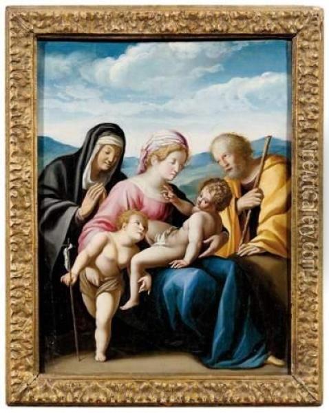 Sainte Famille. Oil Painting - Ferrau Fenzoni