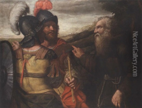 Carlo And Ubaldo Asking Directions To Ascalon From The Hermit Oil Painting -  Girolamo da Carpi