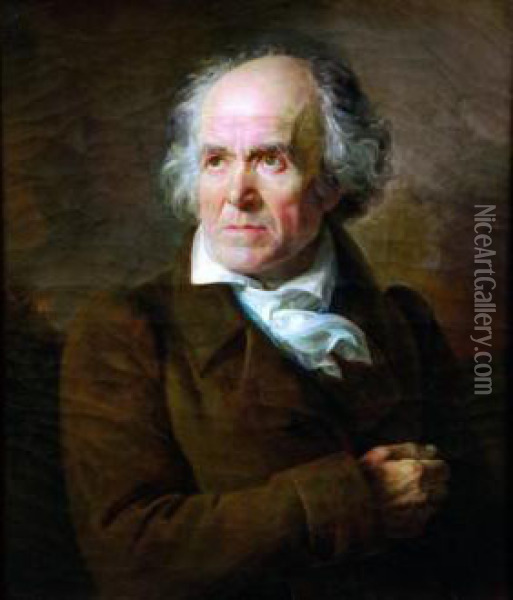 Portrait D'homme A La Veste Brune Oil Painting - Jean-Francois Imbert