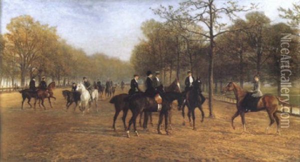 The Morning Ride, Rotten Row, Hyde Park Oil Painting - Heywood Hardy