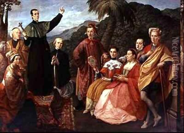 A Jesuit and His Family Oil Painting - Marco Benefiale