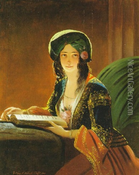 Ritratto Di Fatima Di Smirne Oil Painting - Ippolito Caffi