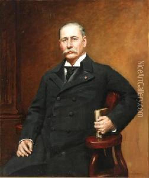 Portrait Of A Gentleman Seated In A Black Coat Oil Painting - Robert Cutler Hinckley
