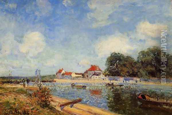 Loing Dam at Saint-Mammes Oil Painting - Alfred Sisley
