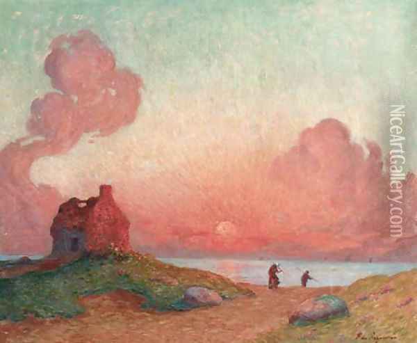 Coucher de soleil Oil Painting - Ferdinand Loyen Du Puigaudeau