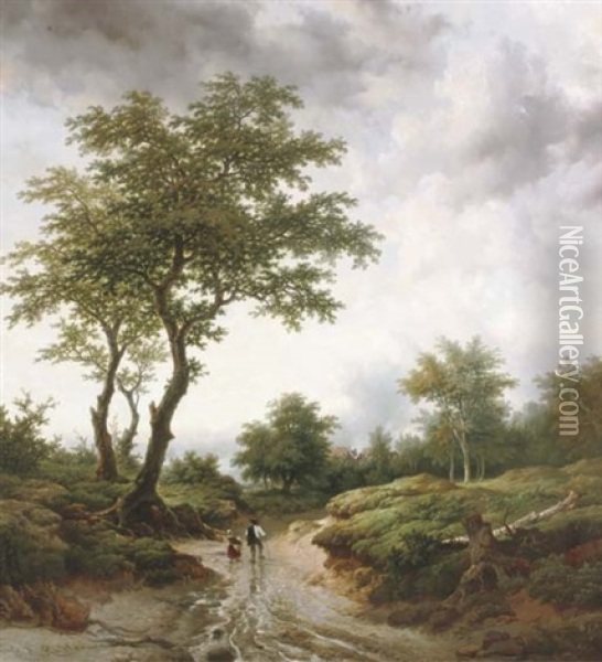On The Way To The Village Oil Painting - Remigius Adrianus van Haanen