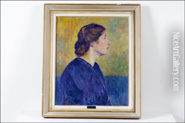 Naisen Sivukuva (kvinna I Profil) Oil Painting - Alfred William (Willy) Finch