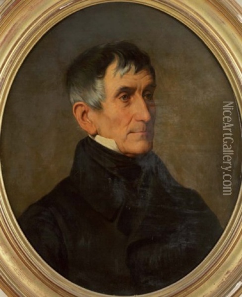 Portrait De Benjamin Delessert (?) Oil Painting - Hippolyte Jean Flandrin