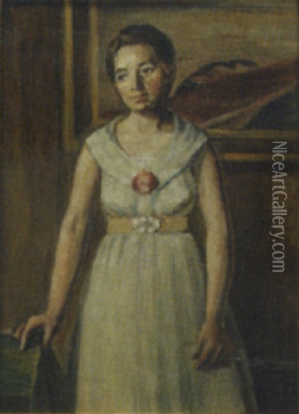 Portraet Af Kvinde Oil Painting - Poul S. Christiansen