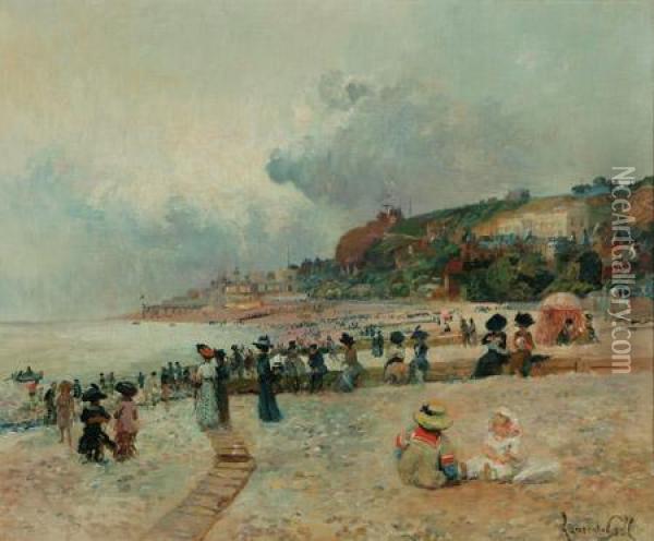 Beach At Saint-adresse Oil Painting - Laurent Gsell