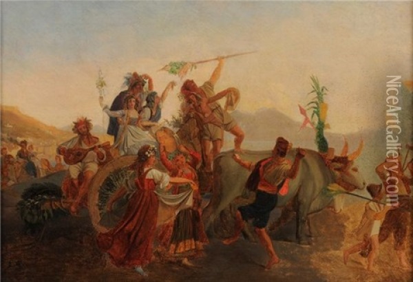 Le Retour De Pelerinage A La Madone De L'arc Oil Painting - Leopold-Louis Robert